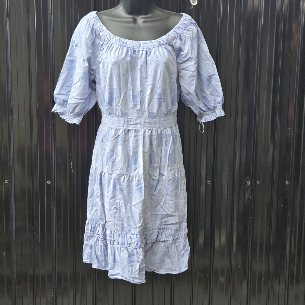DKNY Sky Blue Puff Sleeve Mini Dress